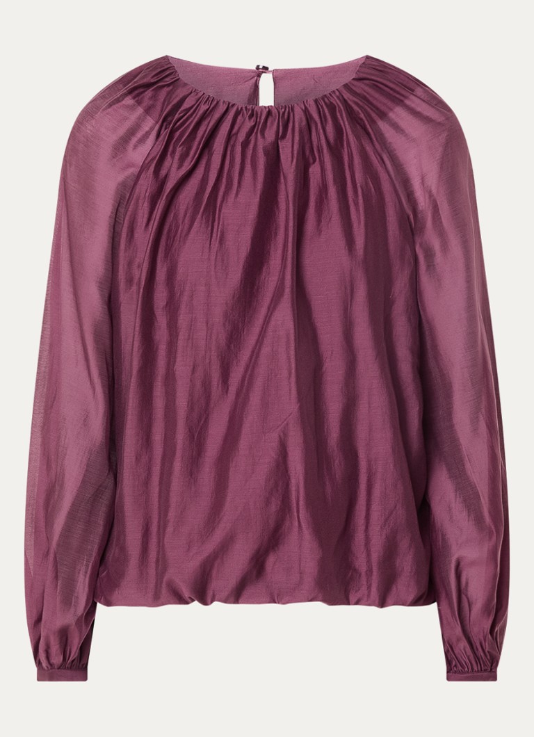 Selected Dames Iris tuniek met ruches in de kleur Aubergine, maat: 34