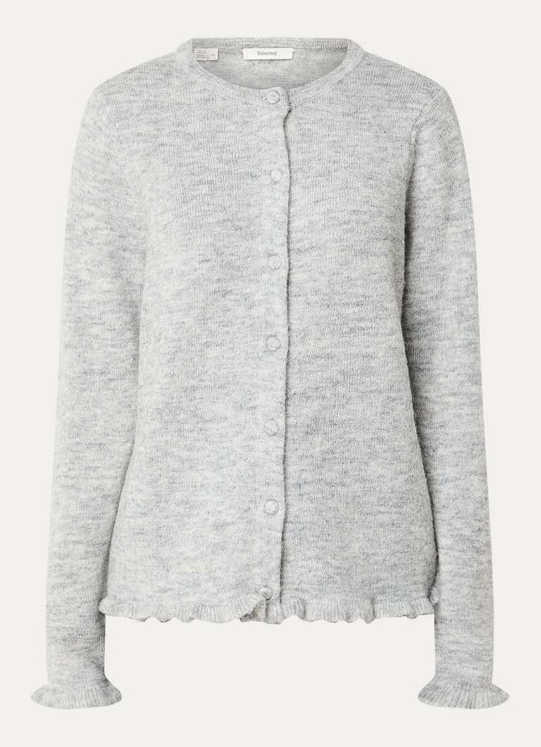 Selected Dames Lulu fijngebreid vest in alpaca wolblend in de kleur Lichtgrijs, maat: S