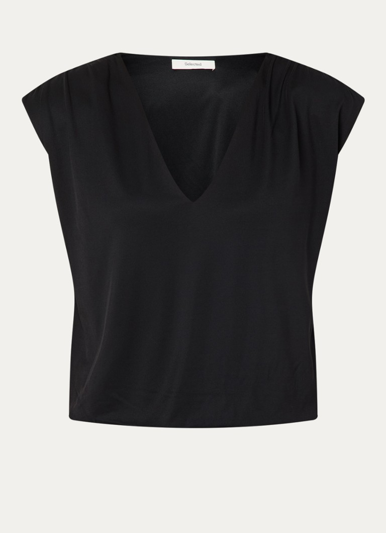 Selected Dames Mira mouwloze top met schoudervulling in de kleur Zwart, maat: S
