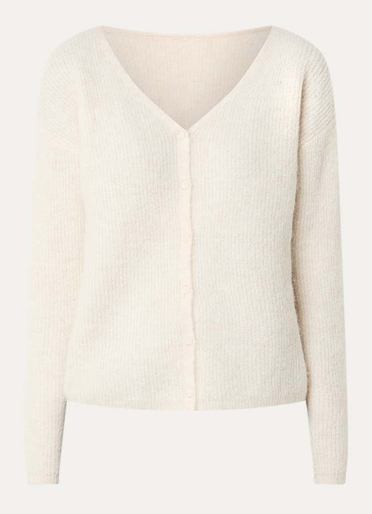 Selected Dames Sia fijngebreid vest in alpaca wolblend in de kleur Ivoor, maat: M