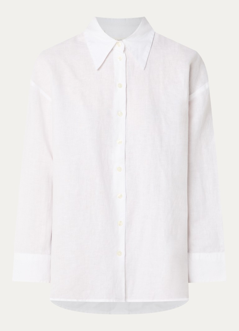 Selected Dames Cleo oversized blouse in linnenblend in de kleur Wit, maat: 38