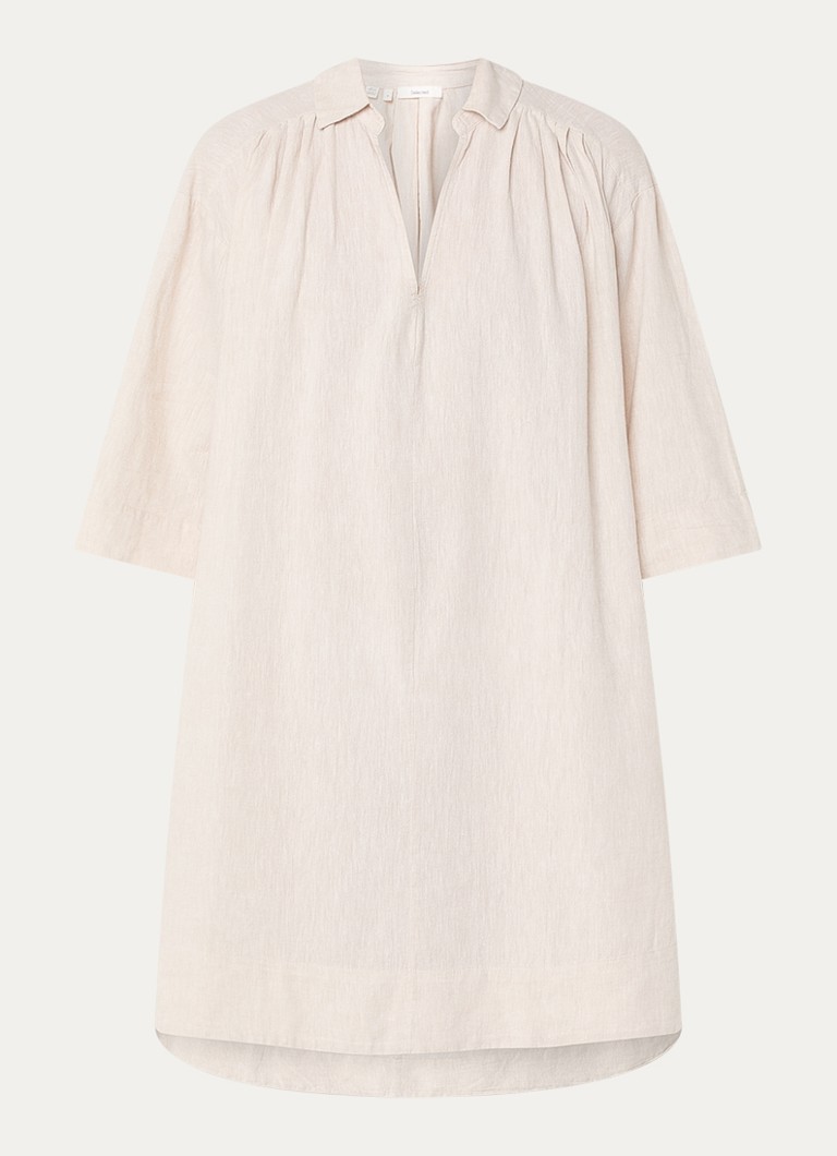 Selected Dames Luisa-Talia midi jurk in linnenblend in de kleur Creme, maat: 40