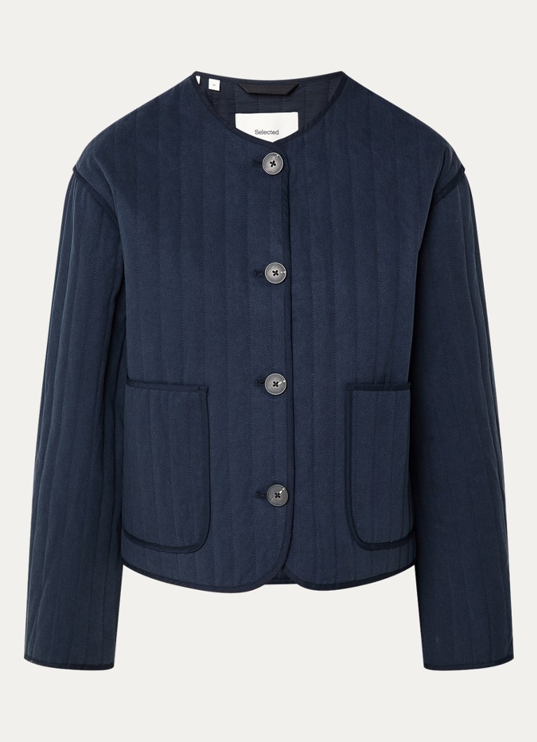 Selected Dames Malina quilted jack met opgestikte zakken in de kleur Indigo, maat: 40