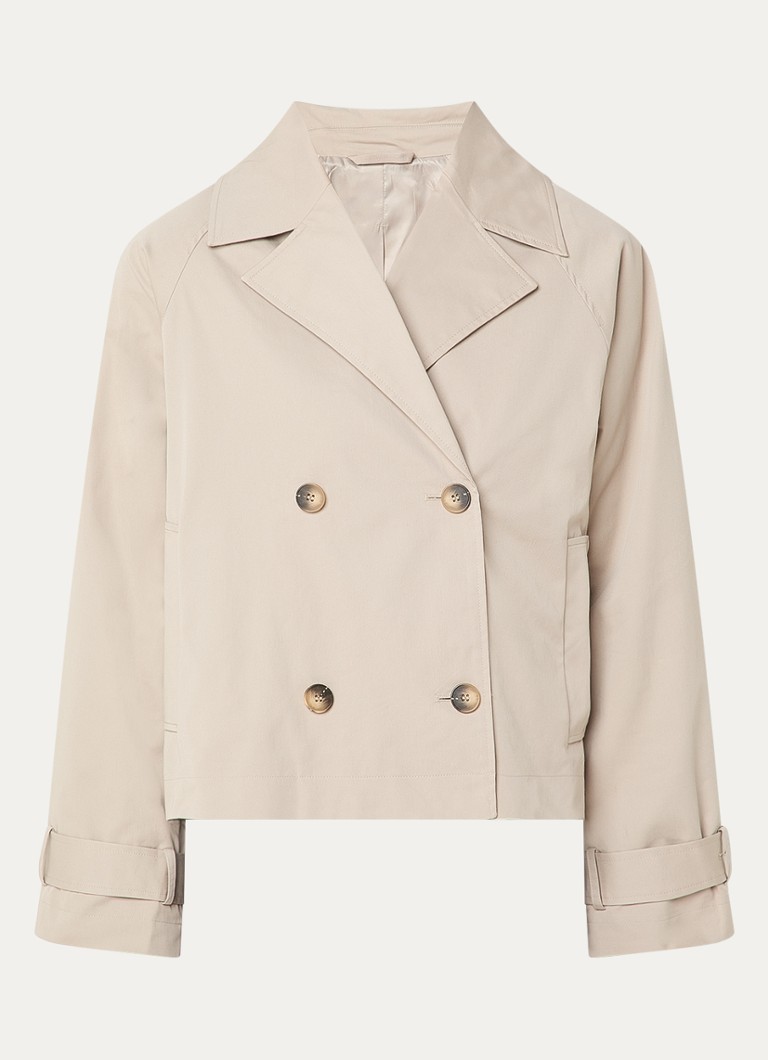 Selected Dames Cilo double-breasted trenchcoat met steekzakken in de kleur Khaki, maat: 36