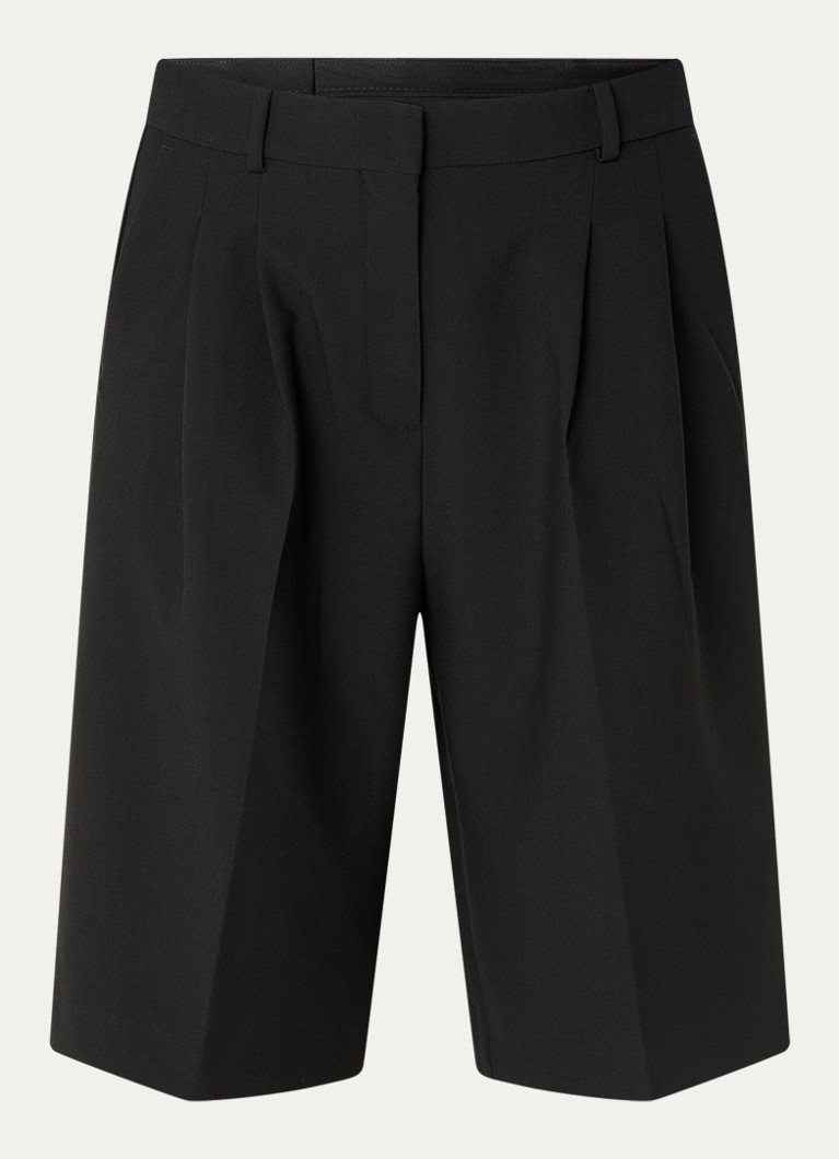 Selected Dames Rita high waist wide fit korte broek met steekzakken in de kleur Zwart, maat: 40