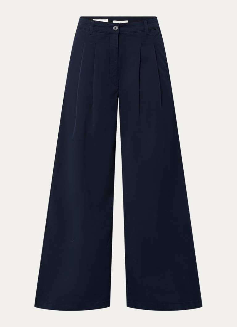 Selected Dames Mille high waist wide leg broek met steekzakken in de kleur Donkerblauw, maat: 40