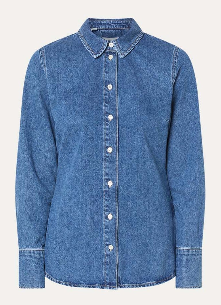 Selected Dames Agathe blouse van denim in de kleur Indigo, maat: 34