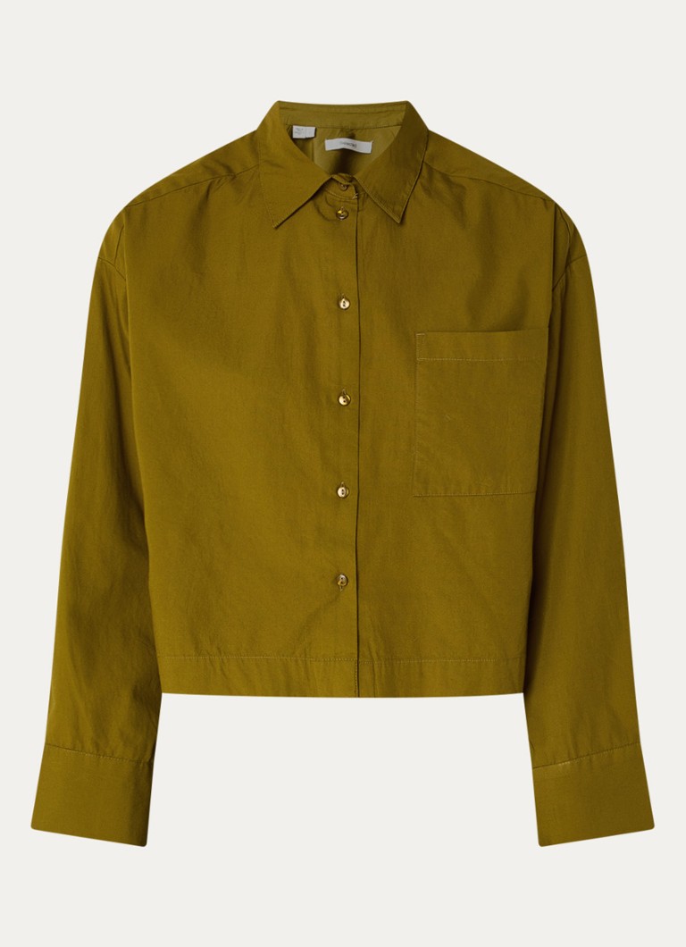 Selected Dames Astha blouse met borstzak in de kleur Mosgroen, maat: 40