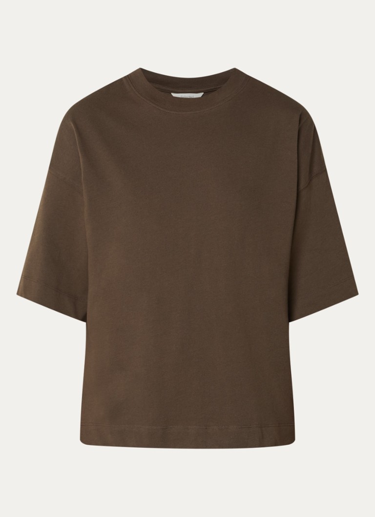 Selected Dames T-shirt met ronde hals in de kleur Bronsgroen, maat: XL