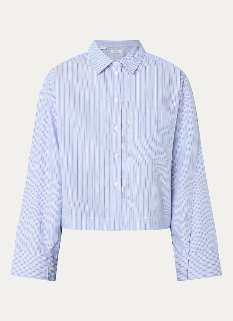 Selected Dames Dannie blouse met streepprint in de kleur Blauwgrijs, maat: 38