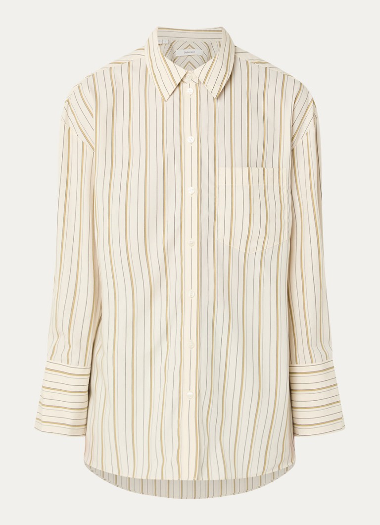 Selected Dames Dannie blouse met streepprint in de kleur Gebroken wit, maat: 34