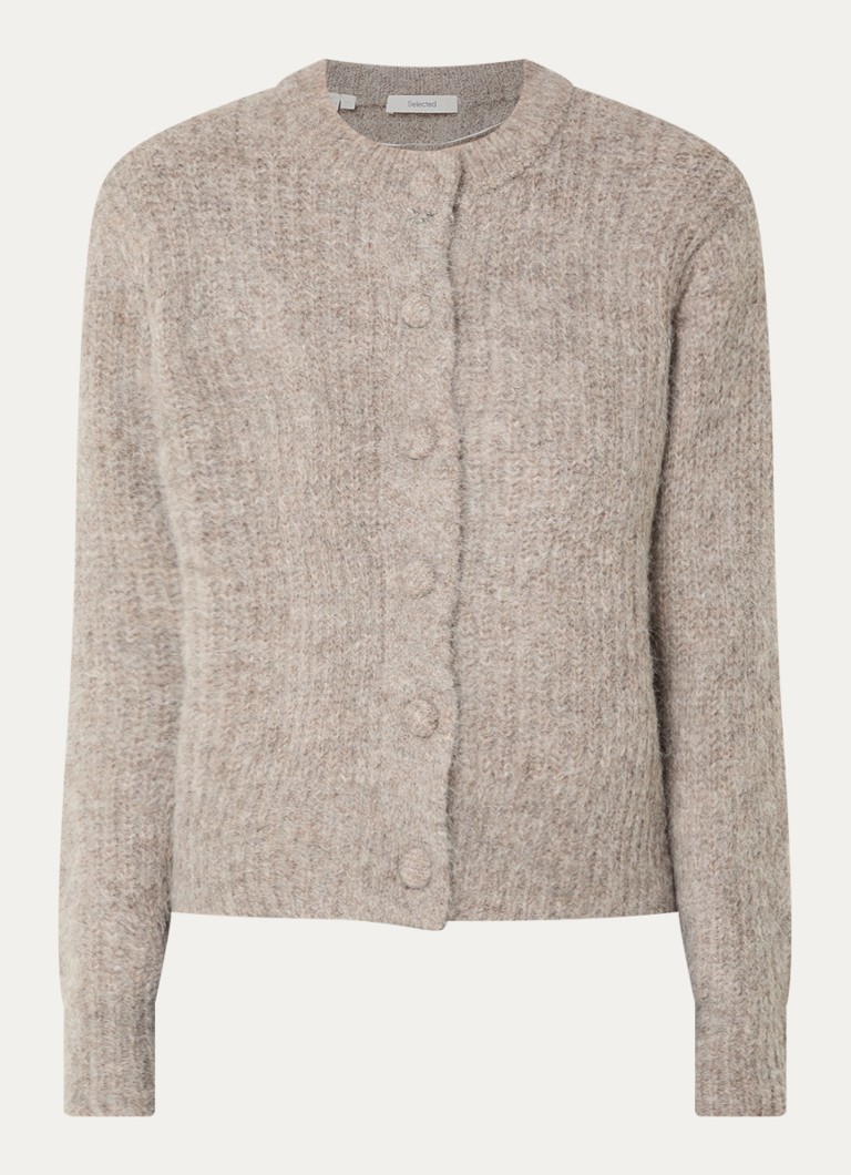 Selected Dames Gabriella grofgebreid vest in wolblend met ronde hals in de kleur Grijs, maat: S