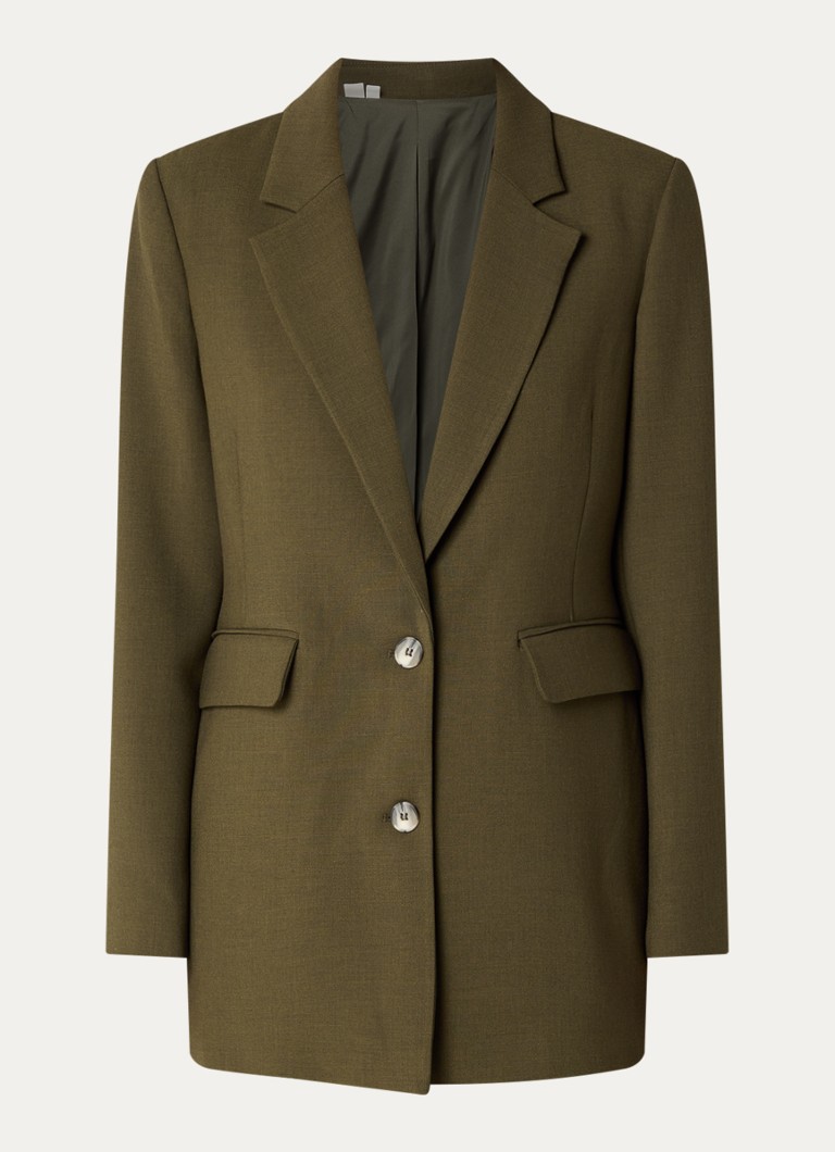 Selected Dames Rita oversized blazer met klepzakken en schoudervulling in de kleur Mosgroen, maat: 42