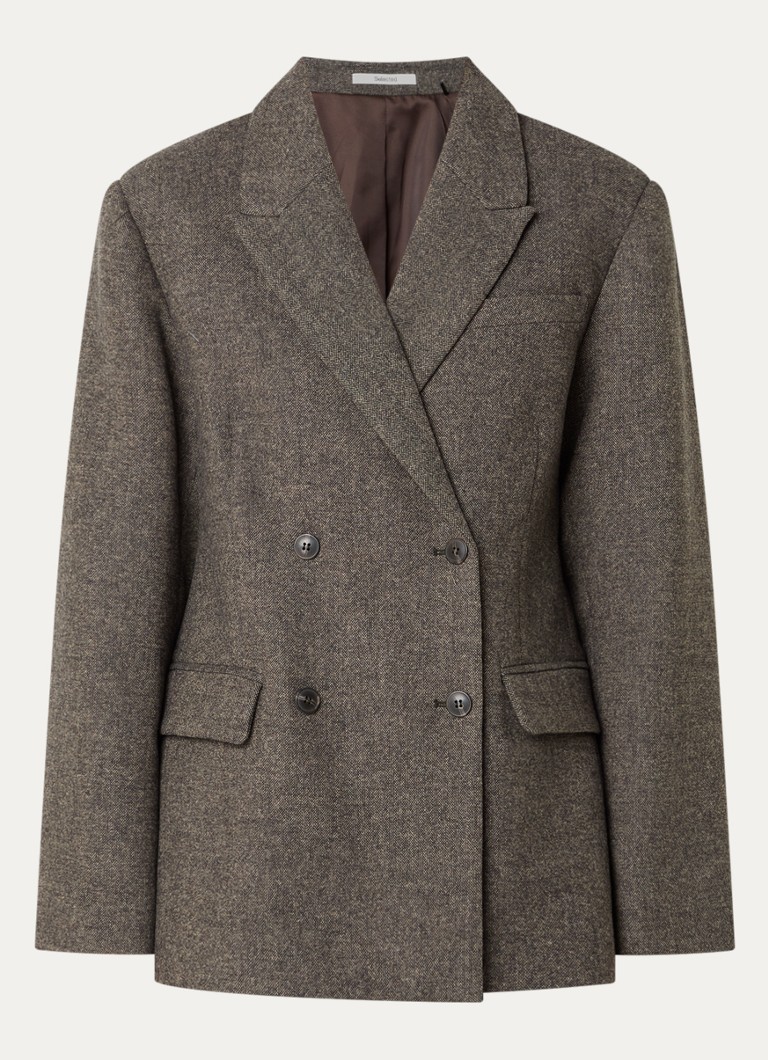Selected Dames Reeda getailleerde blazer in wolblend met klepzakken in de kleur Bruin, maat: 38