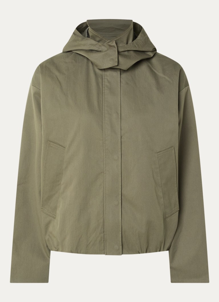 Selected Dames Shiloh jack met afneembare capuchon in de kleur Mosgroen, maat: 40