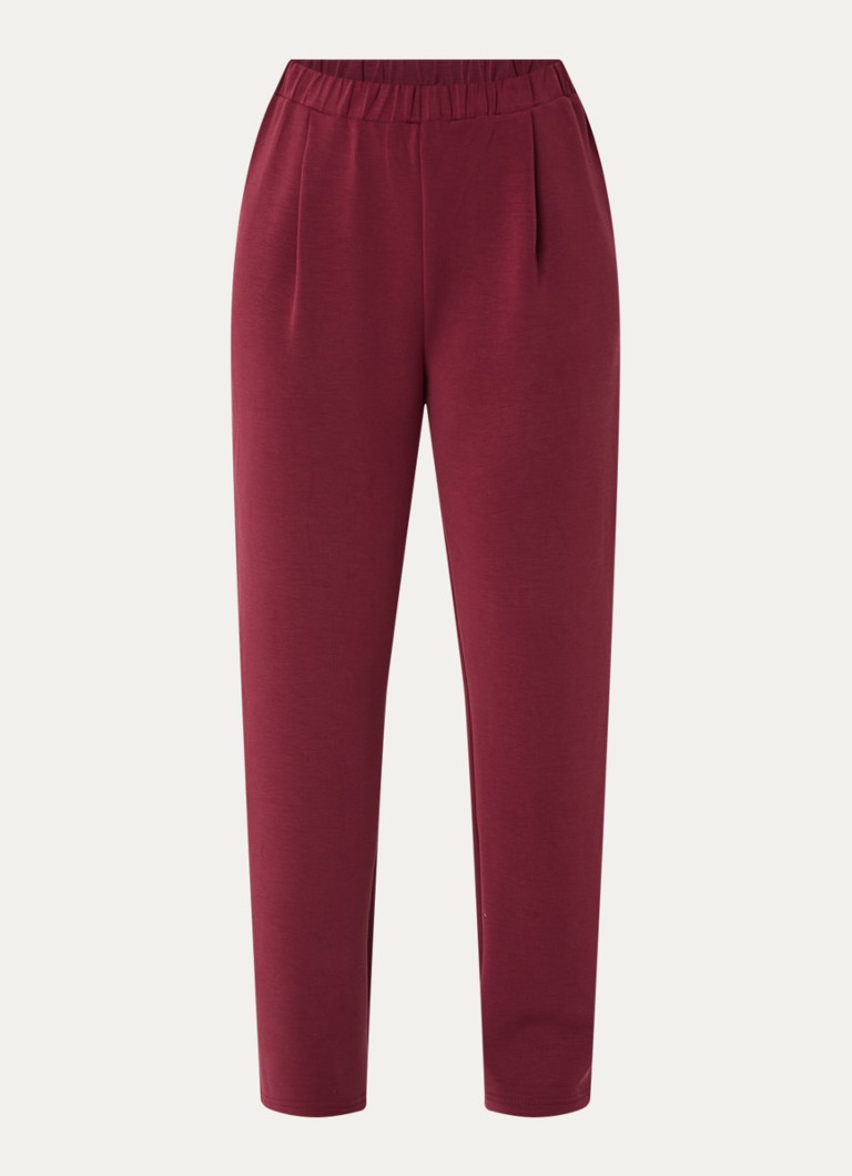 Selected Dames Tenny mid waist broek met stretch in de kleur Bordeauxrood, maat: L