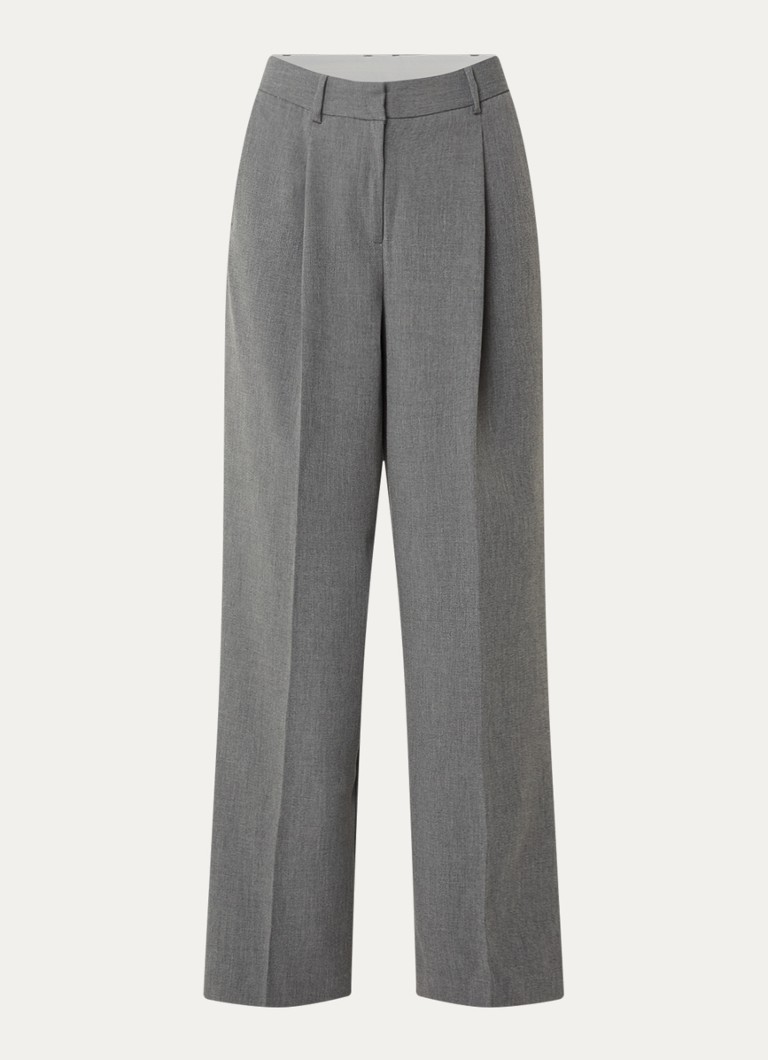 Selected Dames High waist wide fit broek met steekzakken in de kleur Grijsmele, maat: 42