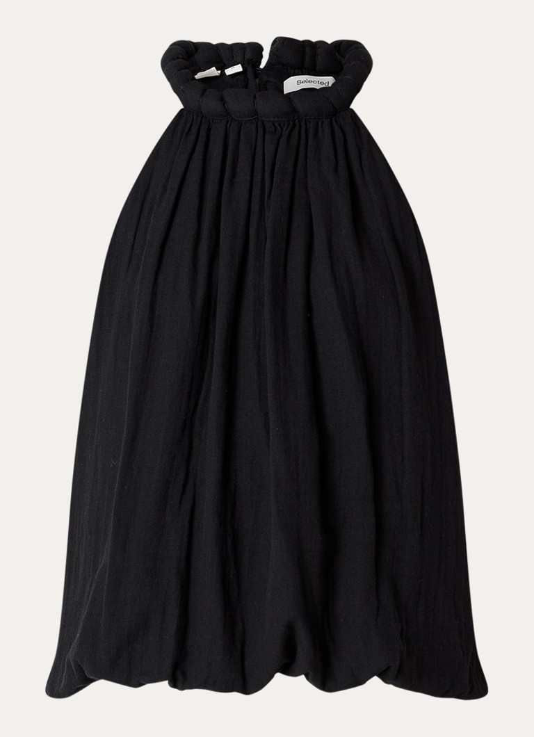 Selected Dames Annie haltertop met plooidetail in de kleur Zwart, maat: 34