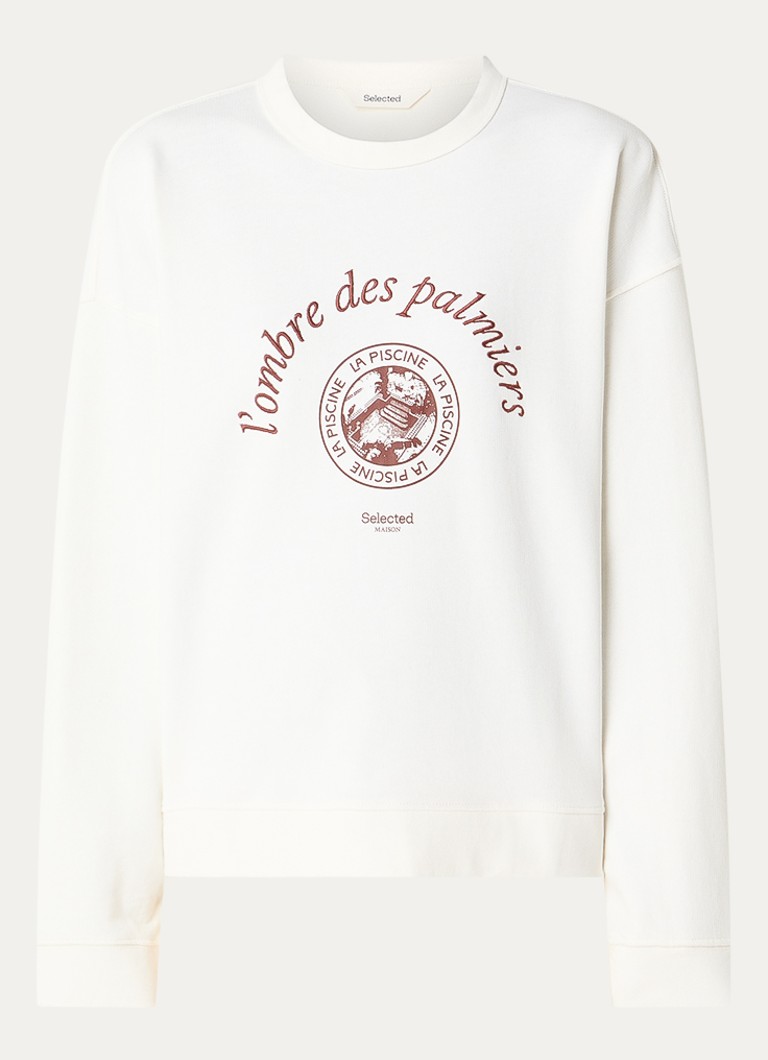Selected Dames Elisa sweater met borduring in de kleur Creme, maat: S
