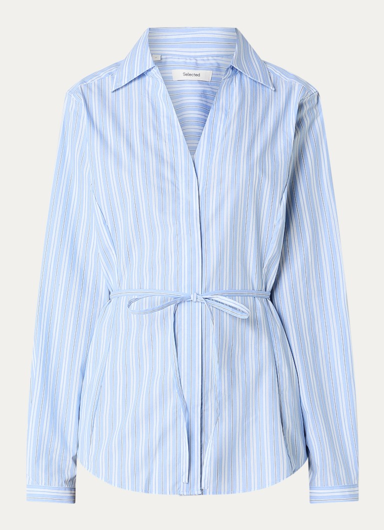 Selected Dames Helga blouse met streepprint in de kleur Blauw, maat: 36