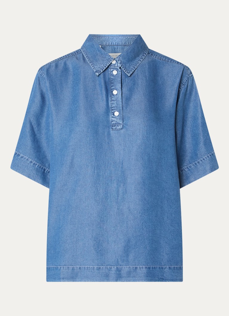 Selected Dames Janna tuniek met polokraag in de kleur Blauw, maat: 40
