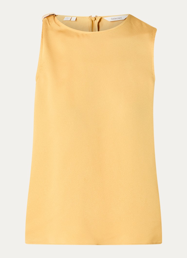 Selected Dames Laura top met applicatie in de kleur Okergeel, maat: 38