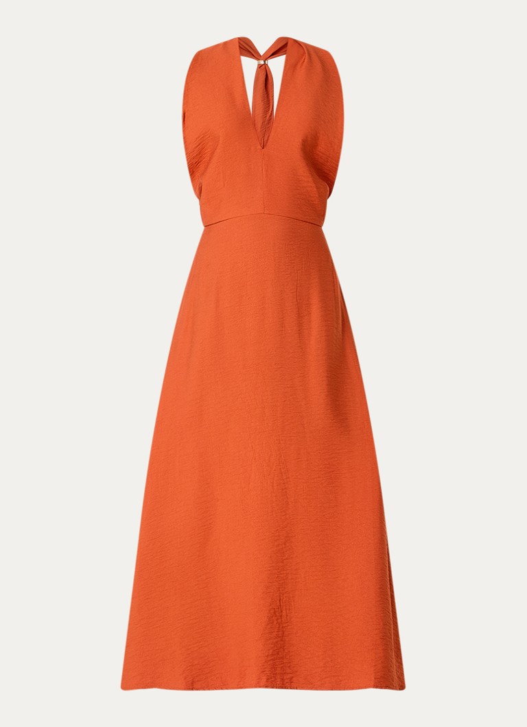 Selected Dames Lisa maxi jurk met V-hals in de kleur Donkeroranje, maat: 34