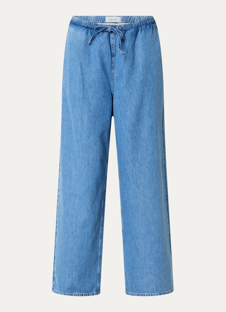Selected Dames Tenna high waist wide leg jeans met medium wassing en steekzakken in de kleur Indigo, maat: 42