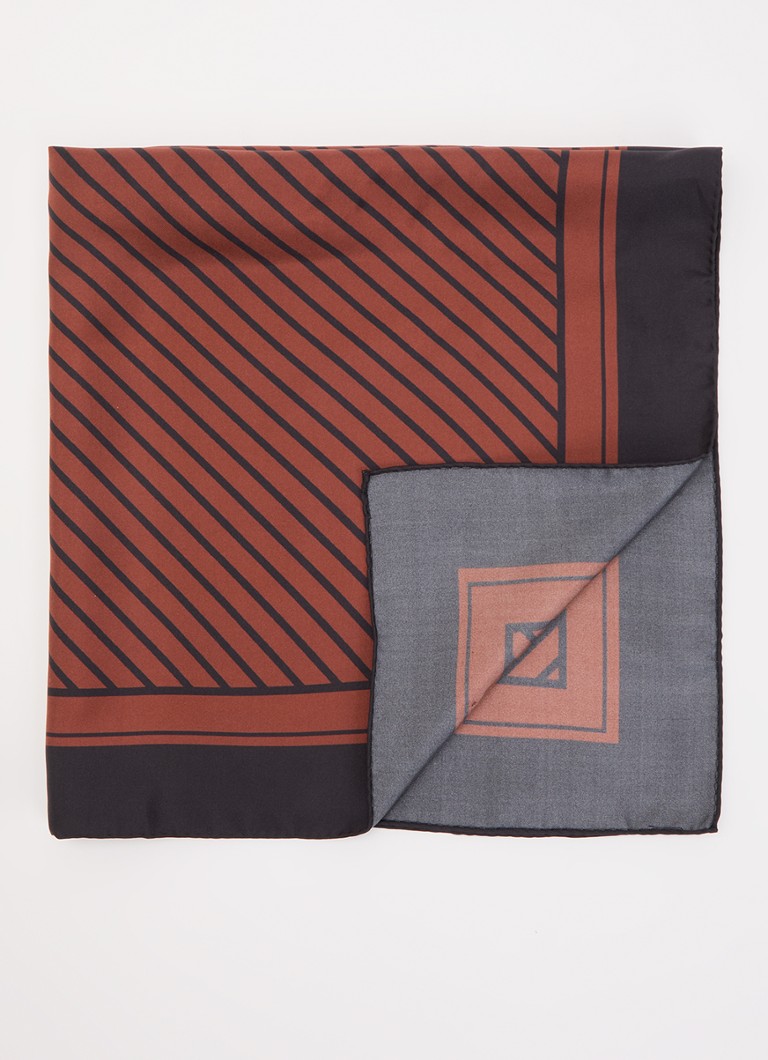 Selected Dames Sara sjaal van zijde met print 60 x 60 cm in de kleur Donkerrood, maat: ONE SIZE