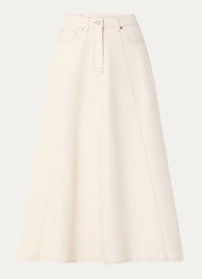 Selected Dames SLFTenna maxi spijkerrok met steekzakken in de kleur Creme, maat: 42