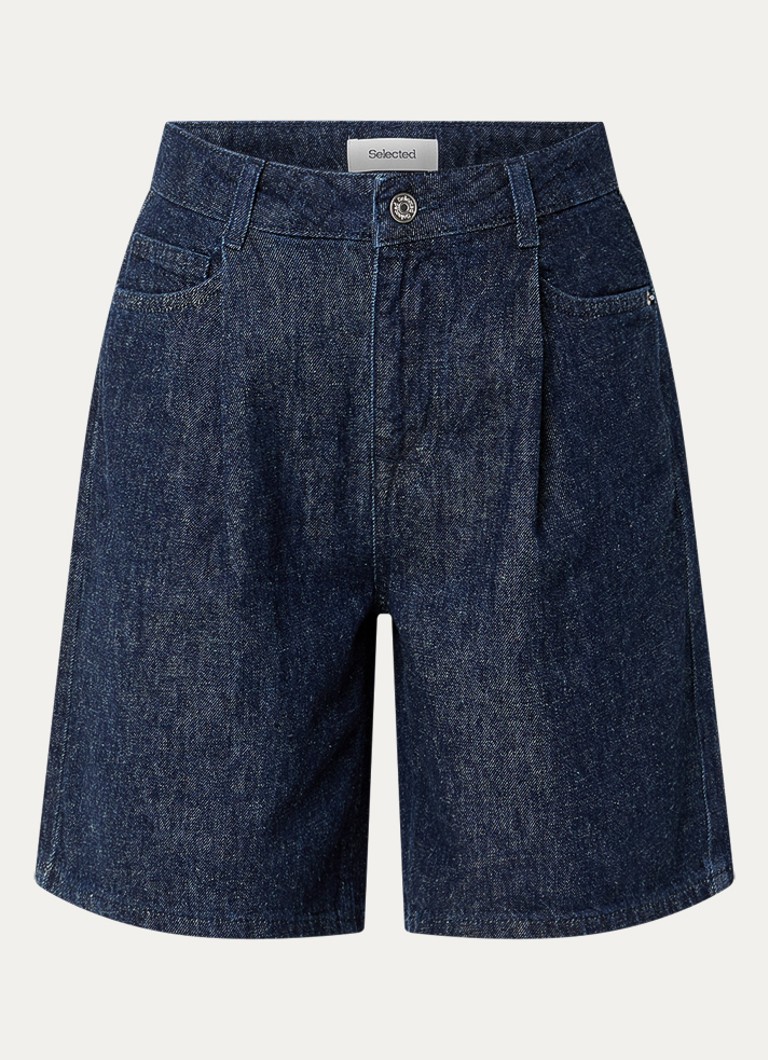 Selected Dames Hanny high waist wide fit broek met steekzakken in de kleur Donkerblauw, maat: 42