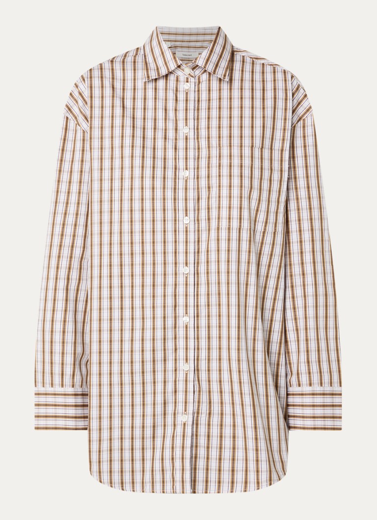 Selected Dames Eden blouse met ruitdessin in de kleur Mosgroen, maat: 36