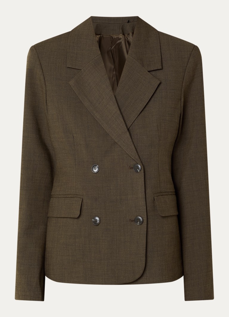 Selected Dames Signe double-breasted blazer met klepzakken in de kleur Donkerbruin, maat: 34