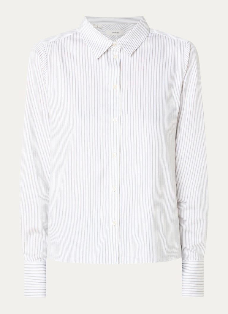 Selected Dames Romie blouse met streepprint in de kleur Wit, maat: 38