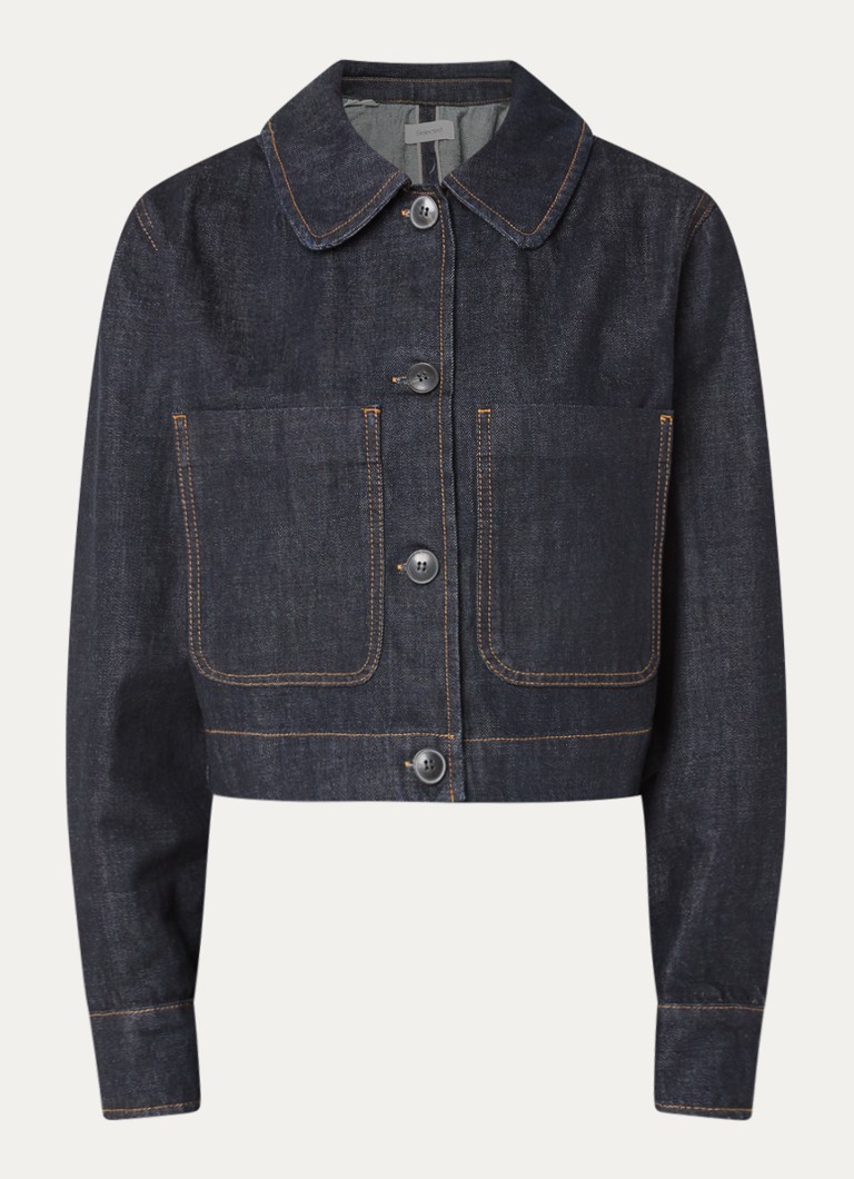 Selected Dames Shelly cropped spijkerjas met opgestikte zakken in de kleur Indigo, maat: 42