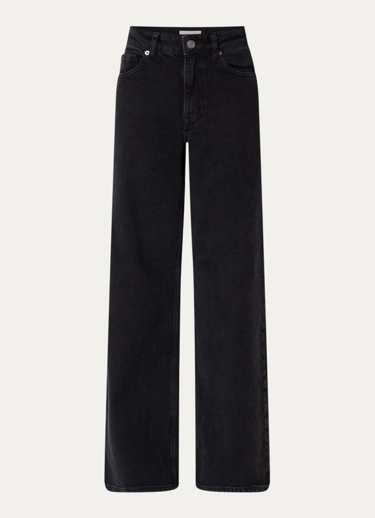 Selected Dames Noos high waist wide leg jeans met gekleurde wassing in de kleur Zwart, maat: W 31