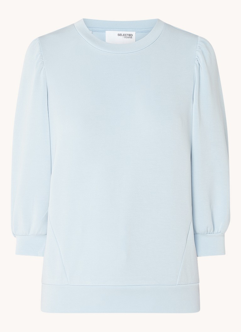 Selected Dames Tenny top met pofmouw in de kleur Lichtblauw, maat: S
