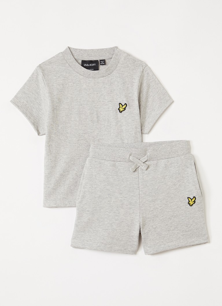 Lyle & Scott Jongens Set van T-shirt met korte joggingbroek 2-delig in de kleur Lichtgrijs, maat: 18-24M=86