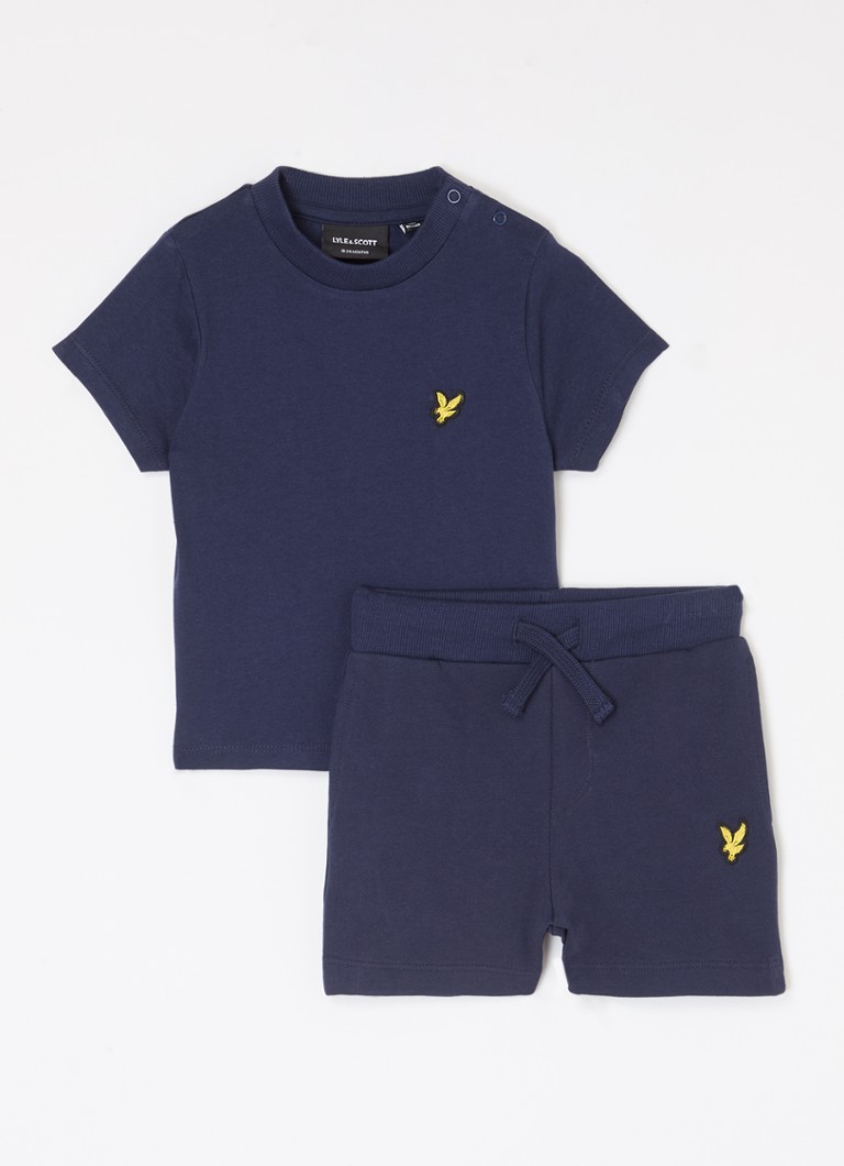 Lyle & Scott Jongens Set van T-shirt met korte joggingbroek 2-delig in de kleur Donkerblauw, maat: 18-24m