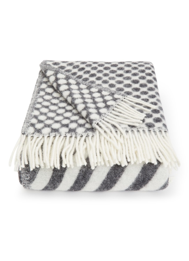 Klippan Dot and Stripe plaid van lamswol 130 x 180 cm Zwart - Deal