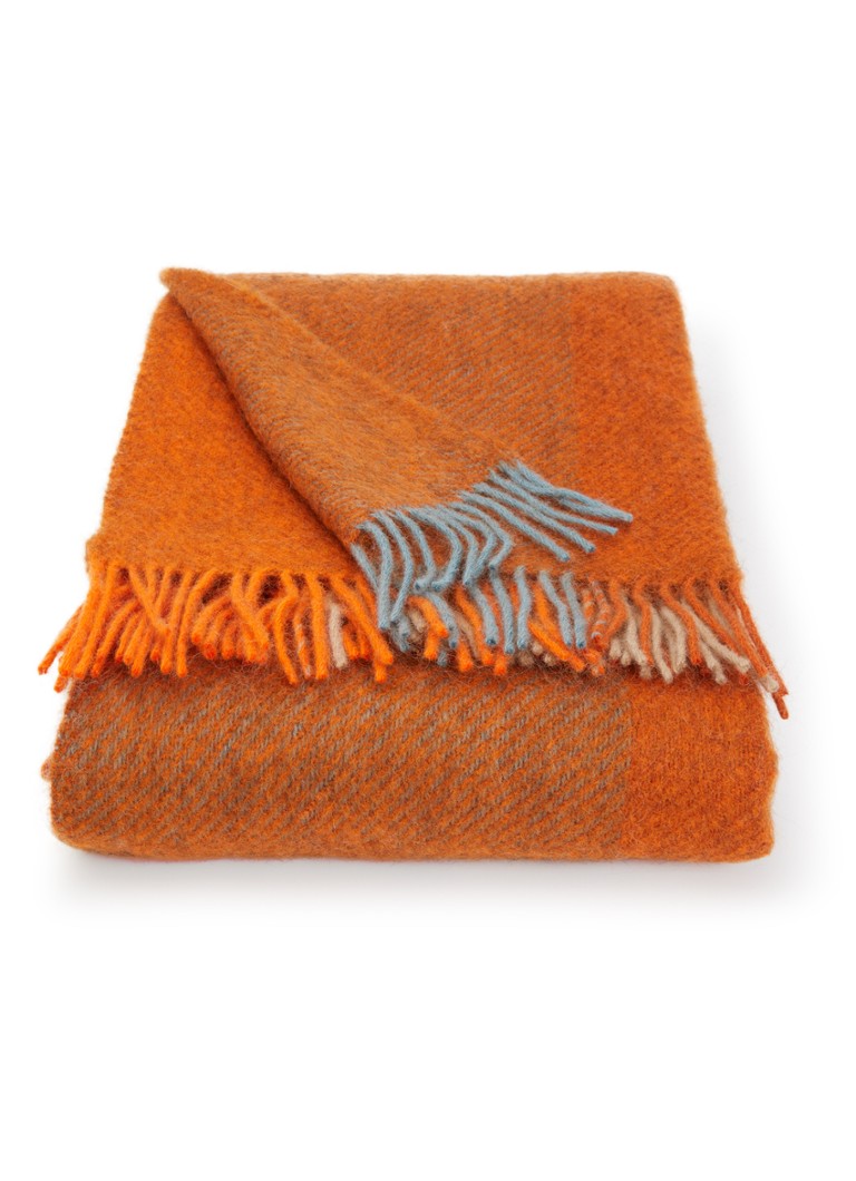 Klippan Gotland Check plaid van wol 130 x 200 cm Oranje
