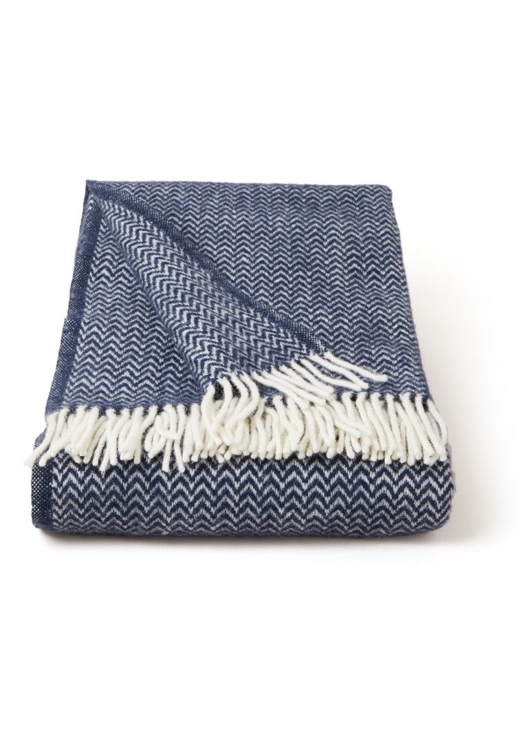Klippan Chevron plaid van wol 130 x 200 cm Donkerblauw - Deal
