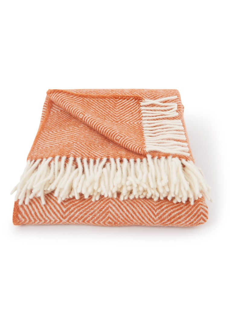 Klippan Gooseye plaid van wol 130 x 200 cm Donkeroranje - Deal