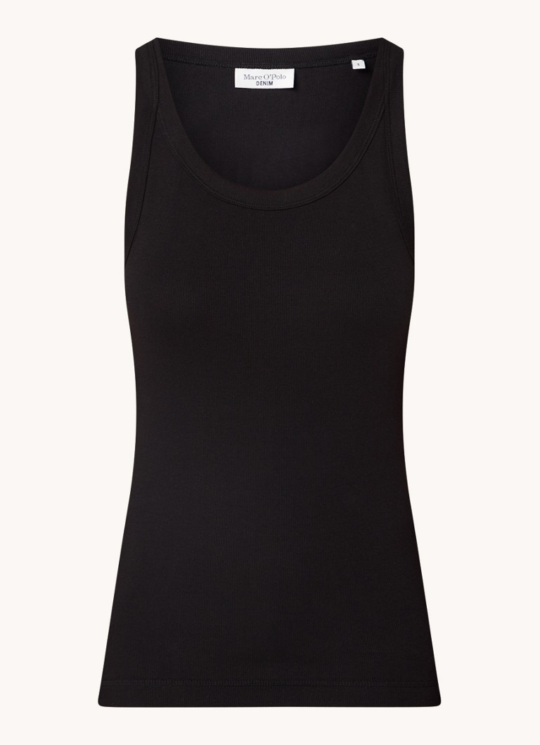 Marc O'Polo Denim Dames Tanktop met ribstructuur in de kleur Zwart