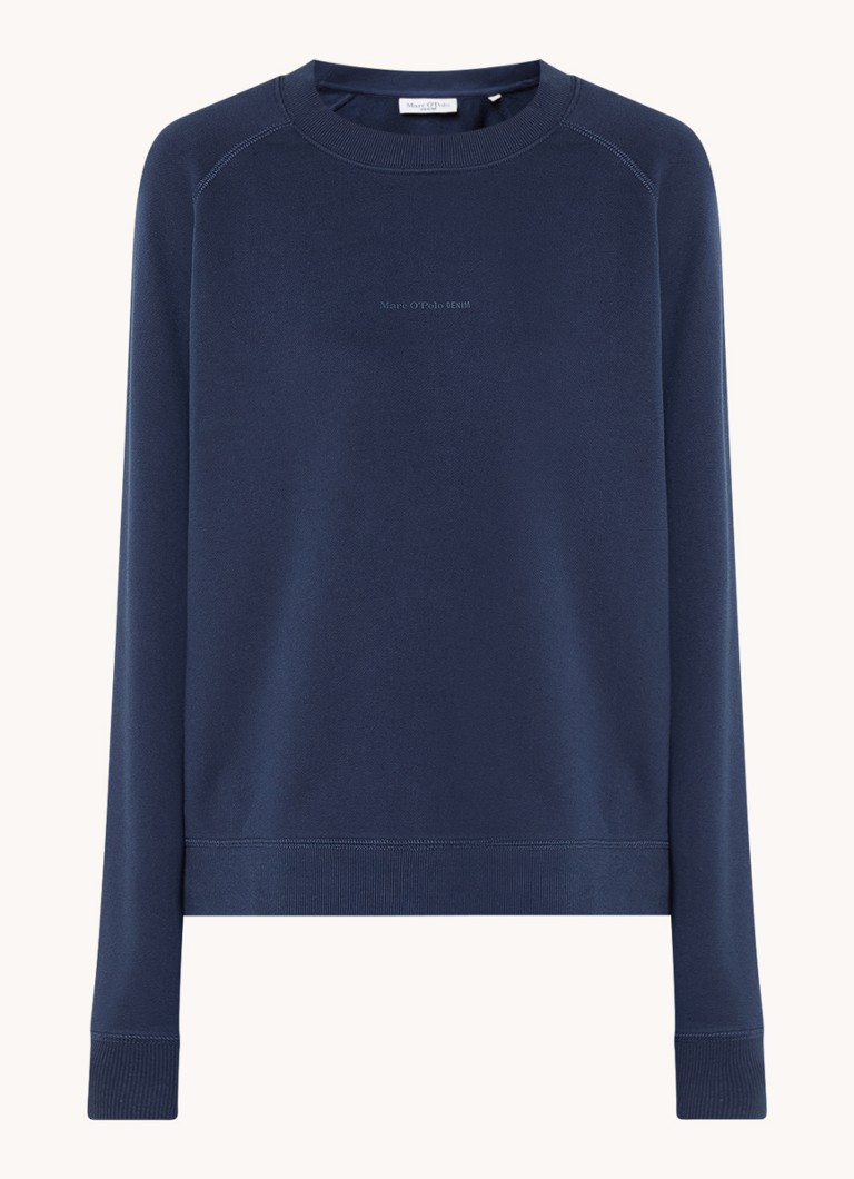 Marc O'Polo Denim Dames Sweater met logo in de kleur Donkerblauw