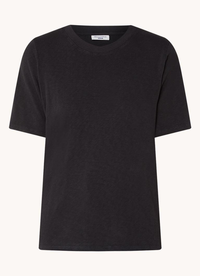 Marc O'Polo Denim Dames T-shirt van katoen in de kleur Zwart