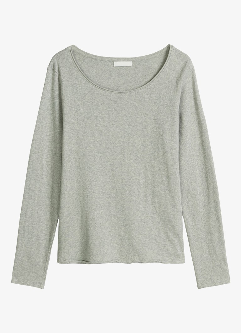 Marc O'Polo Denim Dames Longsleeve met boothals in de kleur Grijs