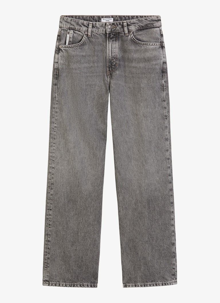 Marc O'Polo Denim Dames Mid waist straight leg jeans met gekleurde wassing in de kleur Grijs