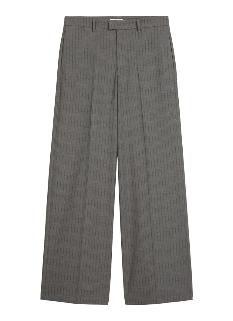 Marc O'Polo Denim Dames High waist wide fit pantalon met krijtstreep in de kleur Medium Grey