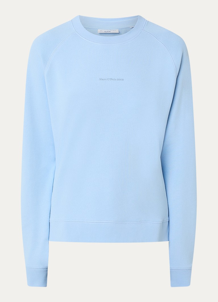 Marc O'Polo Denim Dames Sweater met logo in de kleur Lichtblauw